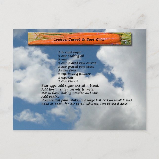 Carrot & Beet Cake Recipe Postcard (Front)
