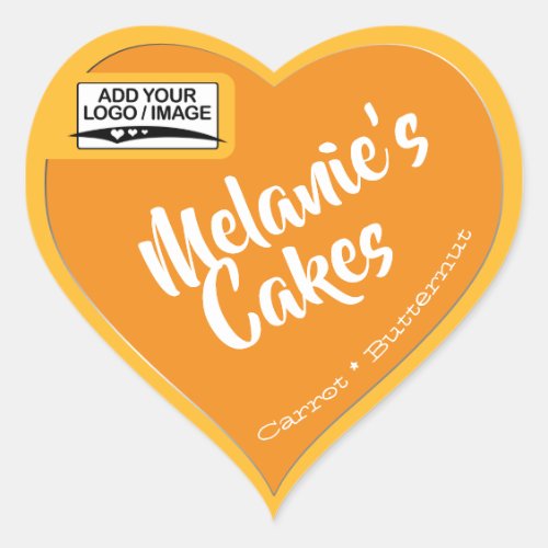 Carrot Bright Orange Cake Packaging Logo Template Heart Sticker