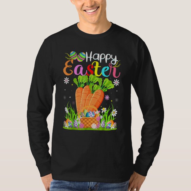 Carrot Bunny Egg Hunting  Carrot Happy Easter T-Shirt (Front)