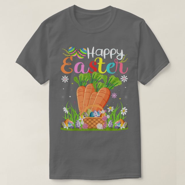 Carrot Bunny Egg Hunting Funny Carrot Happy Easter T-Shirt (Design Front)