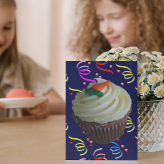 Carrot Cake Cupcake Confetti Birthday Personalized Card