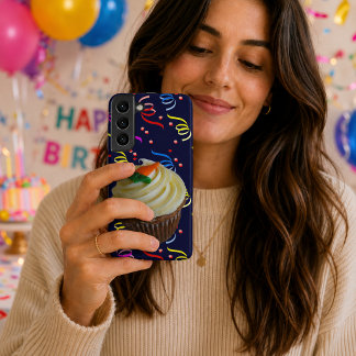 Carrot Cake Cupcake & Confetti Blue Samsung Galaxy S22+ Case