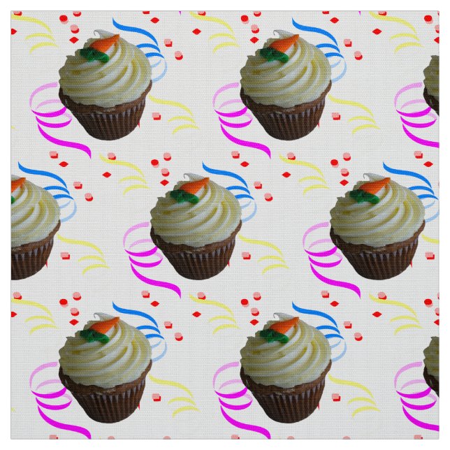 Carrot Cake Cupcake & Confetti Poly Weave Fabric (Swatch)