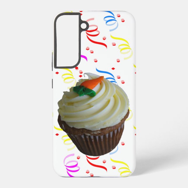 Carrot Cake Cupcake & Confetti Samsung Galaxy Case (Back)