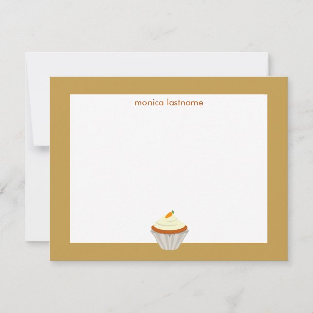Carrot Cake Cupcake Personalized Flat Notecard (Front)