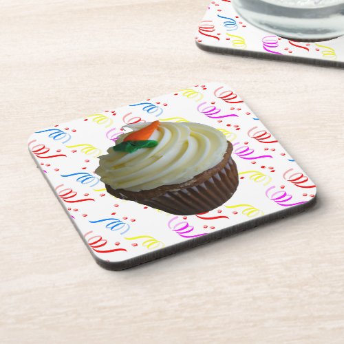 Carrot Cake Cupcake with Confetti Coaster