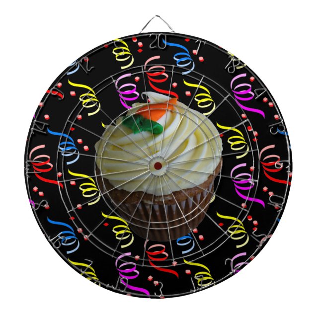 Carrot Cake Cupcake with Confetti Dart Board (Front)