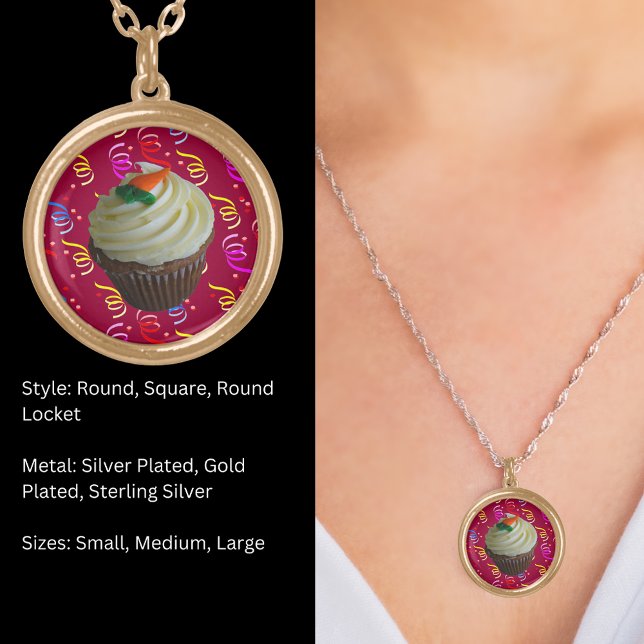 Carrot Cake Cupcake with Confetti Gold Plated Necklace (Carrot Cake Cupcake with Confetti Gold Plated Necklace)