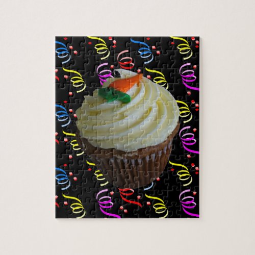 Carrot Cake Cupcake with Confetti Jigsaw Puzzle
