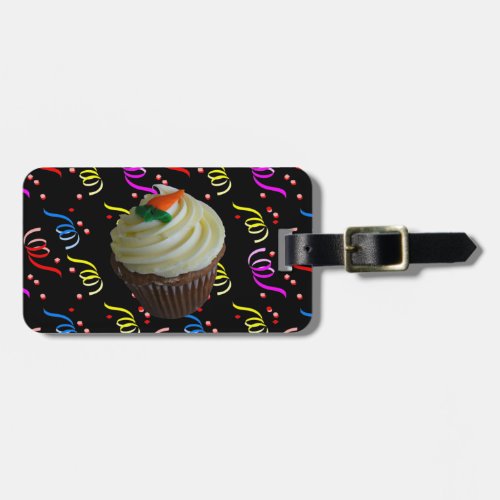 Carrot Cake Cupcake with Confetti Luggage Tag