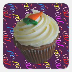 Carrot Cake Cupcake with Confetti Square Sticker