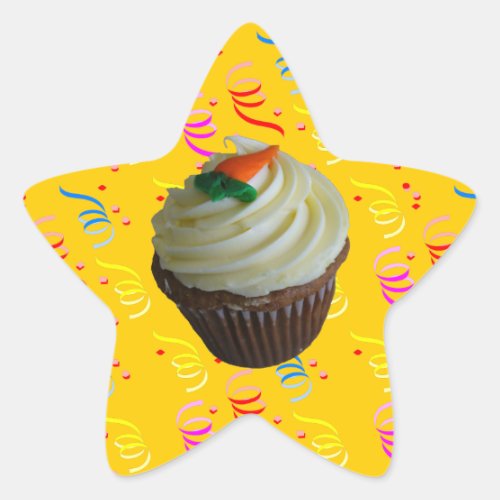 Carrot Cake Cupcake with Confetti Star Sticker