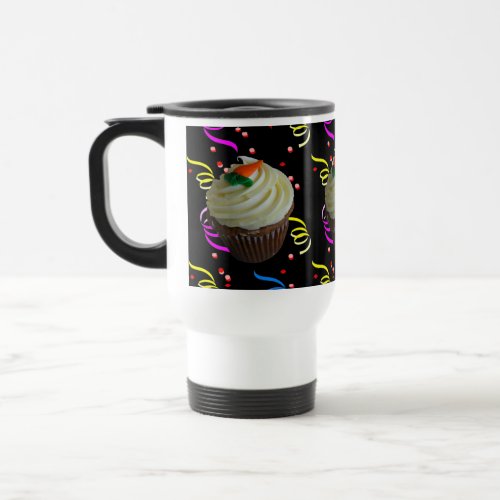 Carrot Cake Cupcake with Confetti Travel Mug