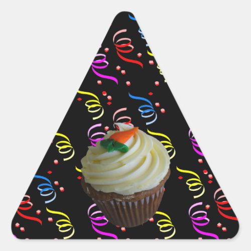 Carrot Cake Cupcake with Confetti Triangle Sticker