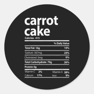 Carrot Cake Nutrition Facts Thanksgiving Christmas Classic Round Sticker