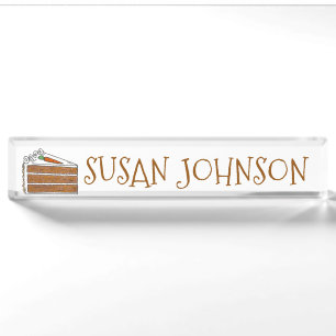 Carrot Cake Slice Bakery Pastry Chef Dessert Desk Name Plate