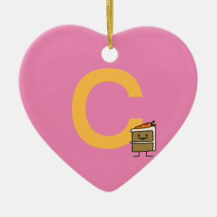 Carrot Cake Slice bunny teeth icing dessert Ceramic Ornament