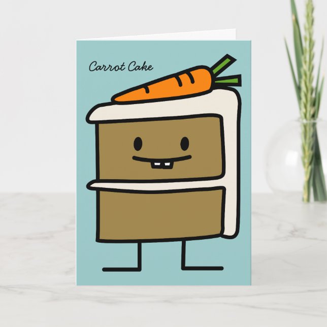 Carrot Cake slice bunny teeth icing dessert Letterpress Thank You Card (Front)