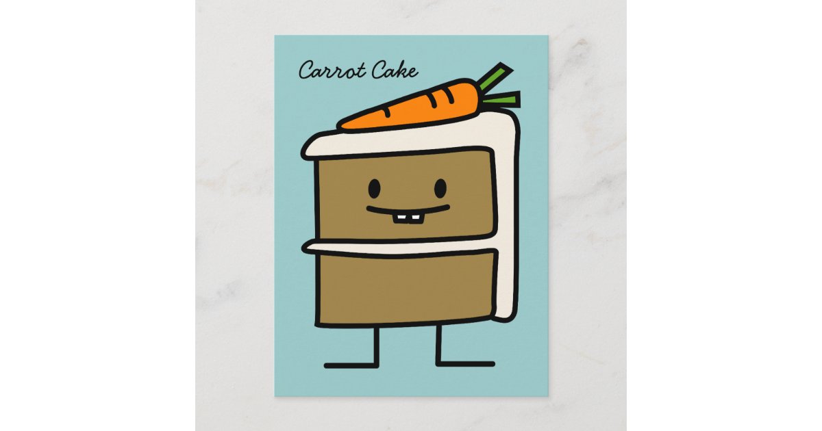 Carrot Cake slice bunny teeth icing dessert Postcard | Zazzle