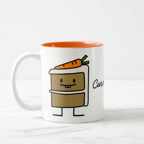 Carrot Cake slice bunny teeth icing dessert Two_Tone Coffee Mug