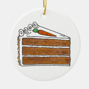 Carrot Cake Slice Cream Cheese Frosting Bakery Ceramic Ornament