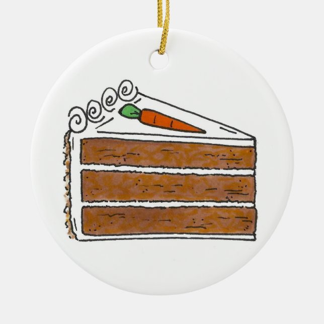Carrot Cake Slice Cream Cheese Frosting Bakery Ceramic Ornament (Front)