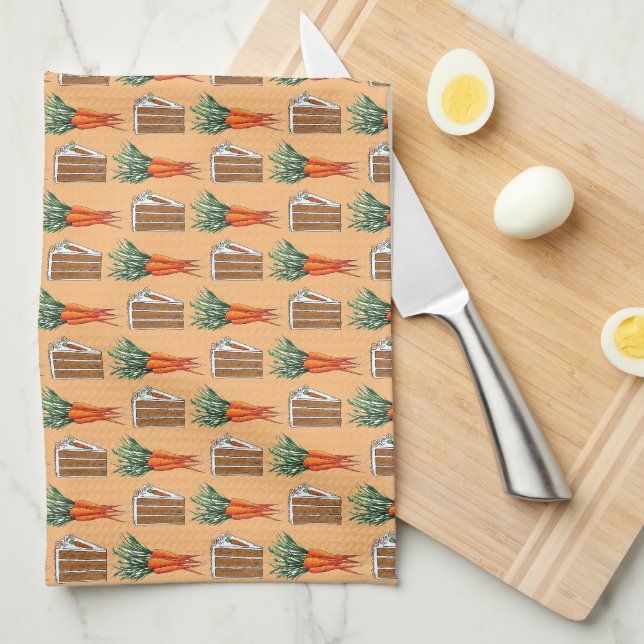Carrot Cake Slice Fresh Orange Carrots Bunch Food Kitchen Towel (Quarter Fold)
