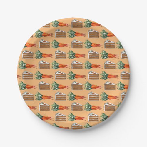 Carrot Cake Slice Fresh Orange Carrots Bunch Food Paper Plates