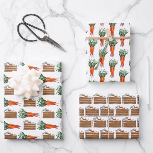 Carrot Cake Slice Fresh Orange Carrots Bunch Food Wrapping Paper Sheets