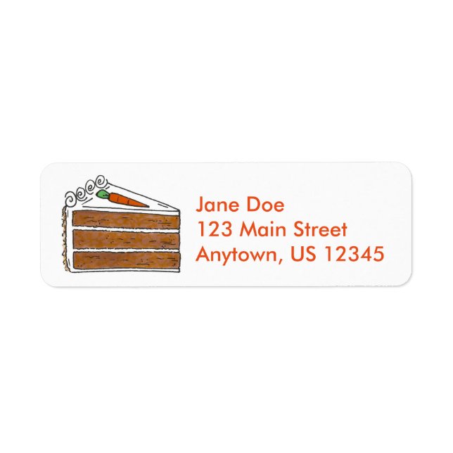 Carrot Cake Slice w/ Frosting Return Address Label (Front)