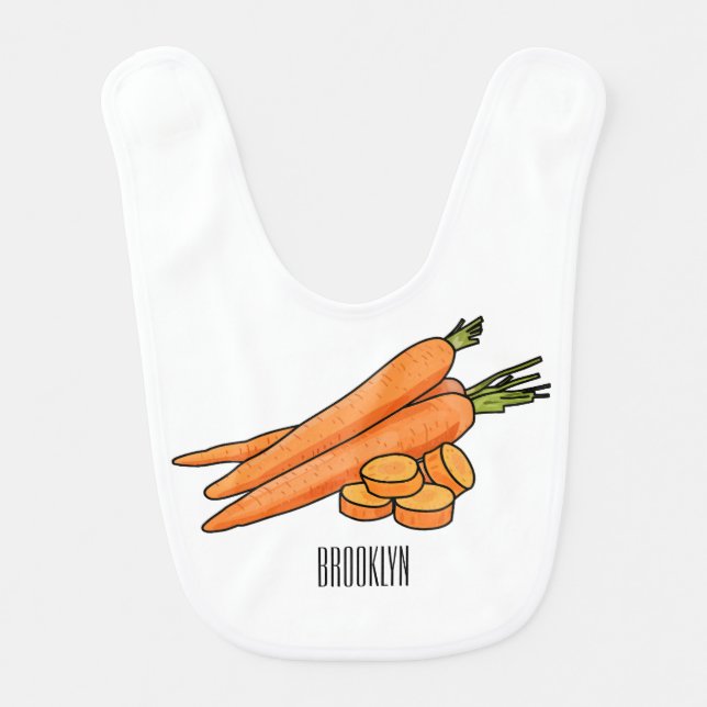 Carrot cartoon illustration baby bib (Front)