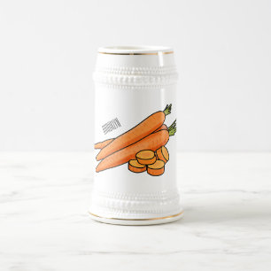 Carrot cartoon illustration beer stein