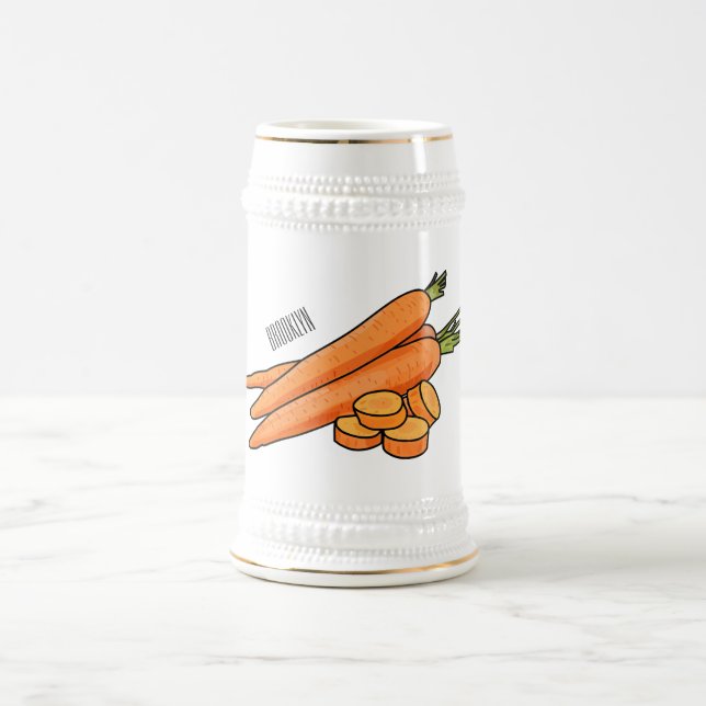 Carrot cartoon illustration beer stein (Center)