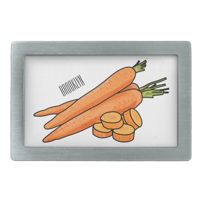 Carrot cartoon illustration belt buckle (Front)