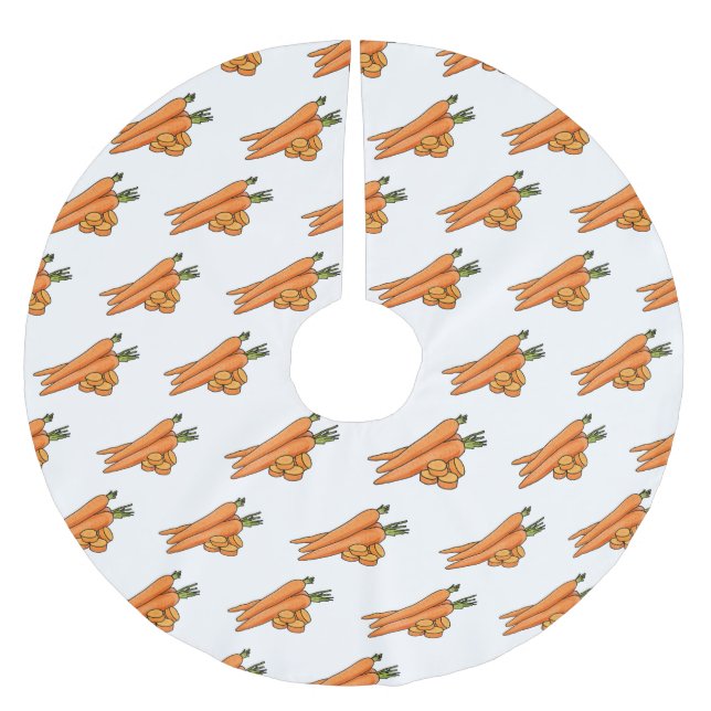 Carrot cartoon illustration brushed polyester tree skirt (Front)