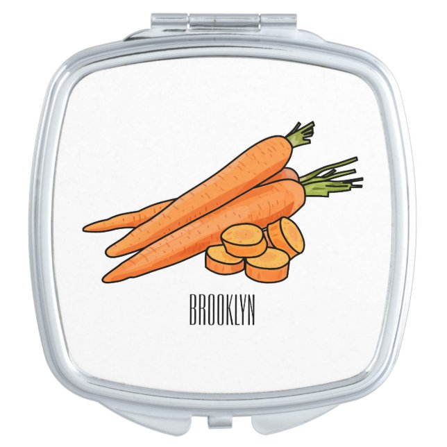 Carrot cartoon illustration compact mirror (Front)