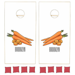 Carrot cartoon illustration cornhole set