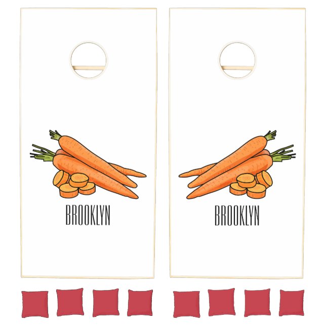 Carrot cartoon illustration cornhole set (Set)
