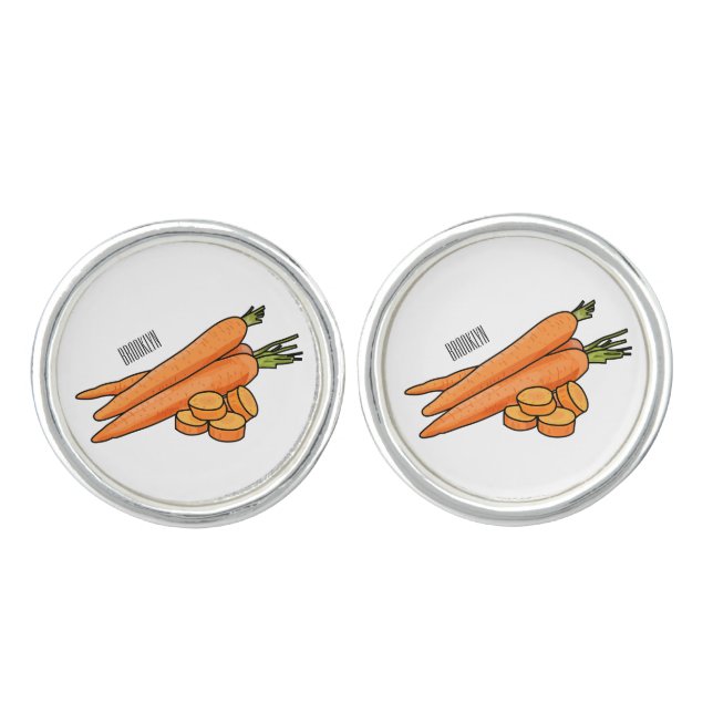 Carrot cartoon illustration cufflinks (Front)