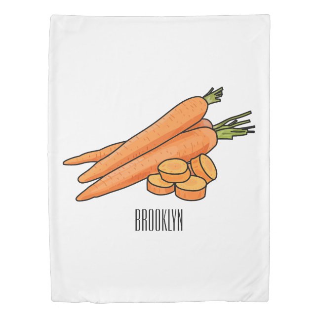 Carrot cartoon illustration duvet cover (Front)
