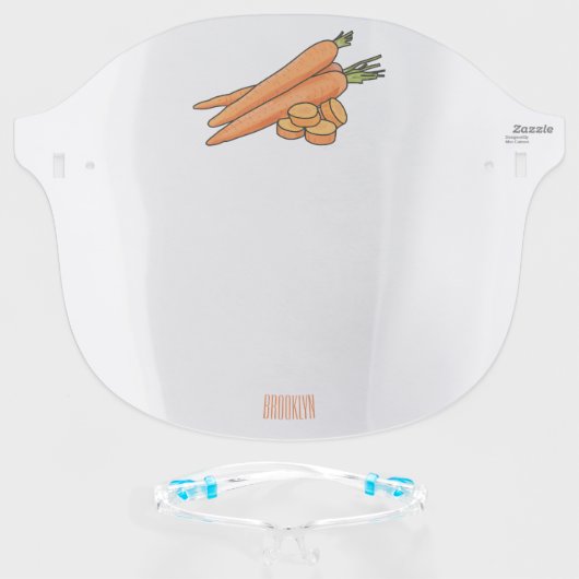 Carrot cartoon illustration  face shield (Front w/Glasses)
