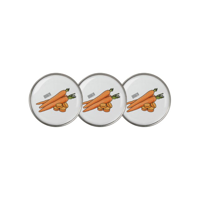 Carrot cartoon illustration golf ball marker (3 Up)