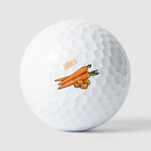Carrot cartoon illustration golf balls