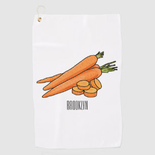 Carrot cartoon illustration golf towel