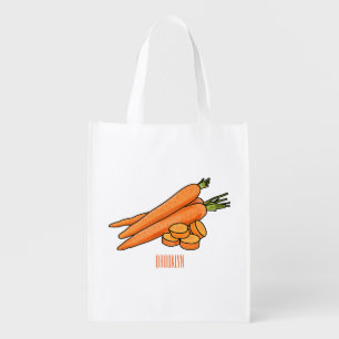 Carrot cartoon illustration grocery bag