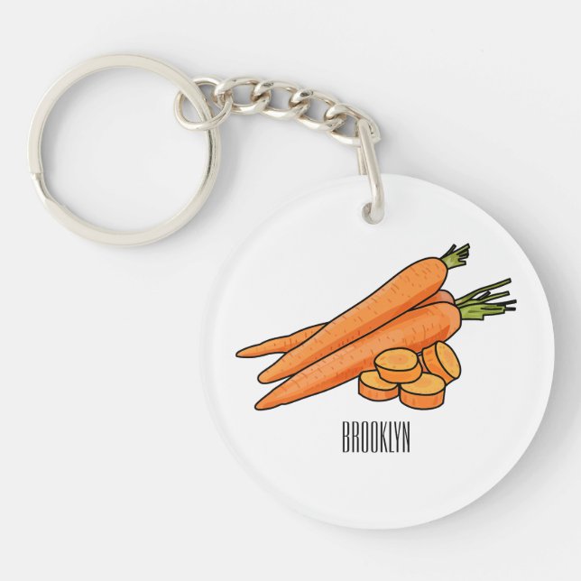 Carrot cartoon illustration keychain (Front)
