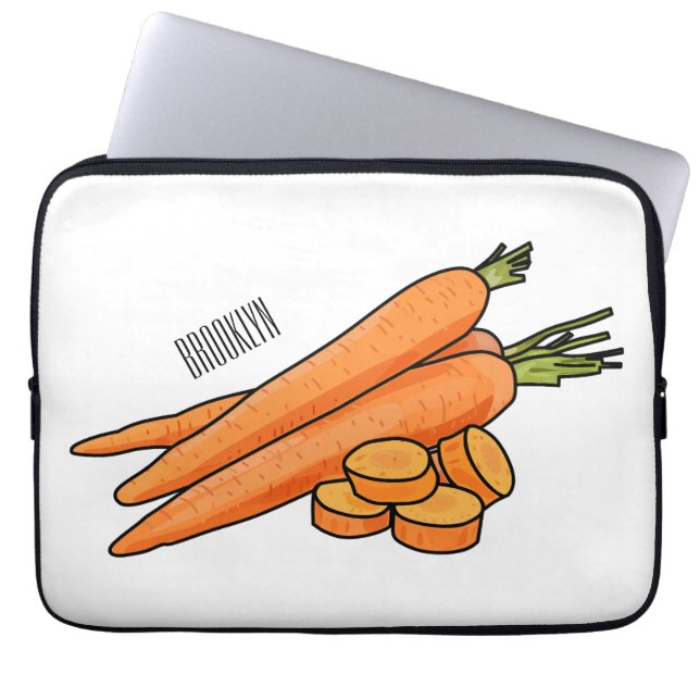 Carrot cartoon illustration laptop sleeve (Front)