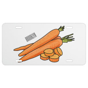 Carrot cartoon illustration license plate