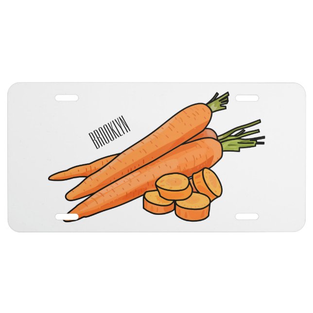 Carrot cartoon illustration license plate (Front)