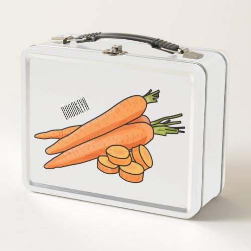 Carrot cartoon illustration metal lunch box